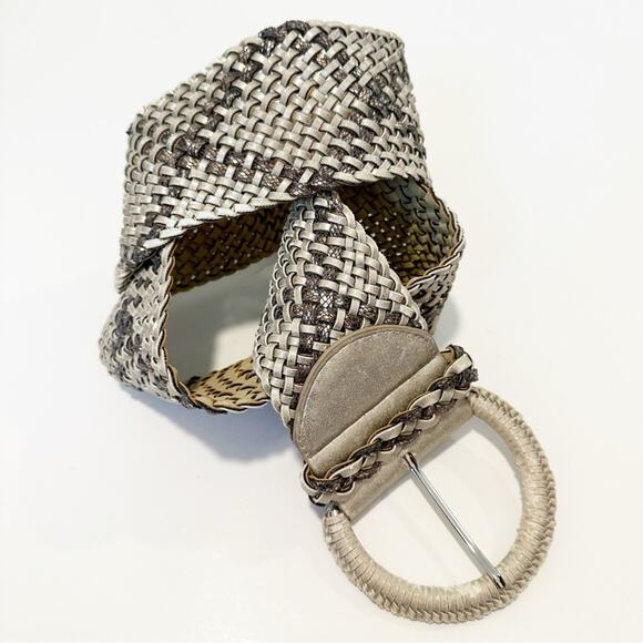 White House Black Market WHBM Woven Shimmer Shine Braided‎ Oversize Belt - Picture 1 of 6